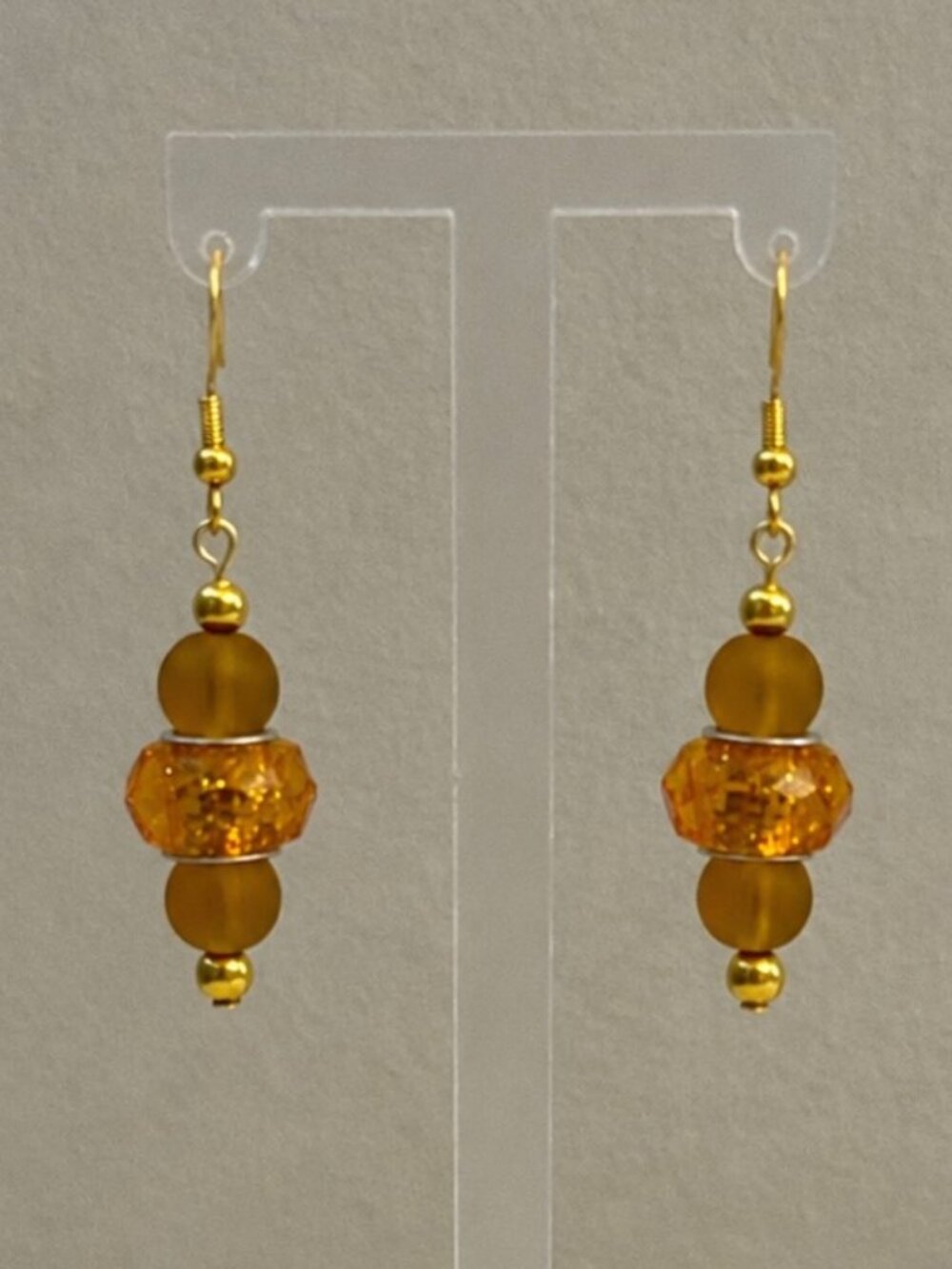Amber and Topaz Stacked Dangle Earrings